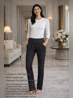Lululemon Will Pant Black Diamond Dot Sz 8 Athleisure Y2K Sporty Chic